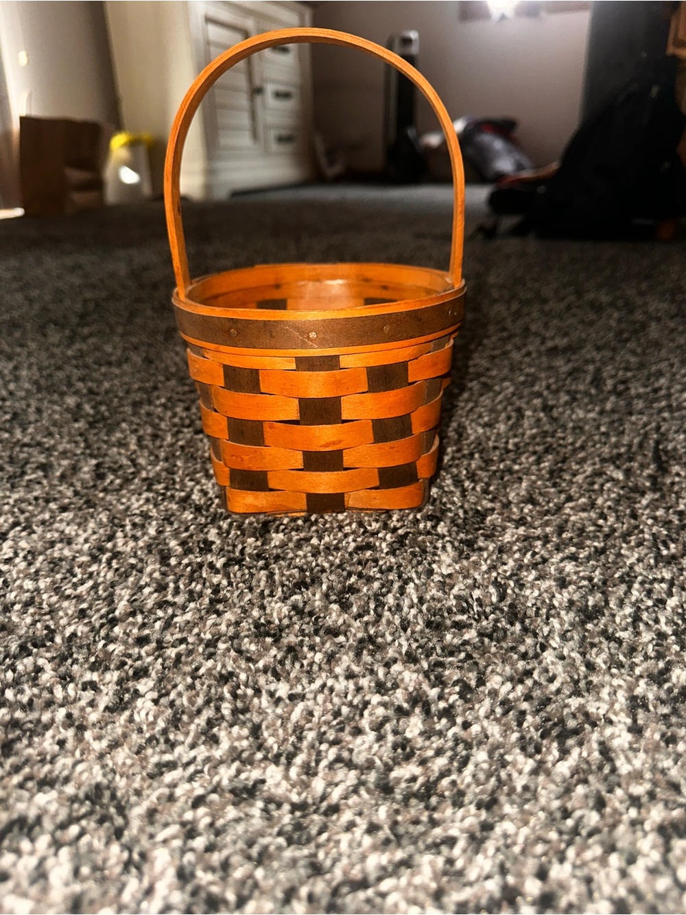 Longaberger Small Brown Woven Basket with Handle
